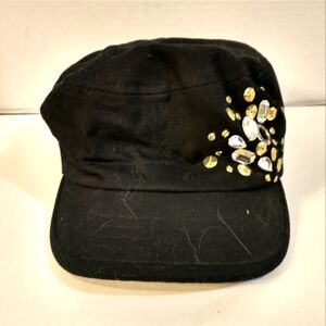 SCALA Pronto Black Rhinestone studded Cadet Cap